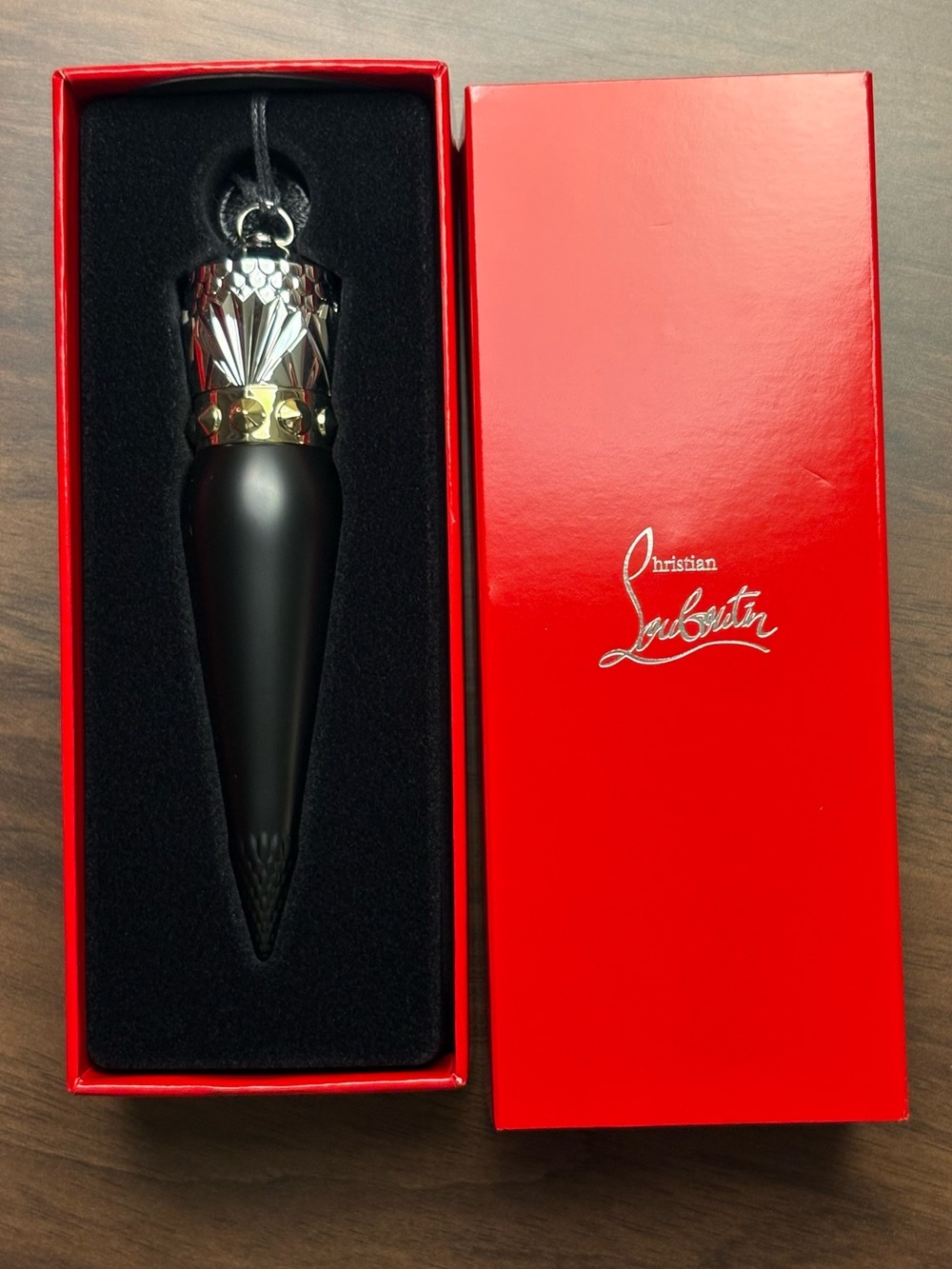 Christian Louboutin Black Matte Spike Pendant with Gold Studs